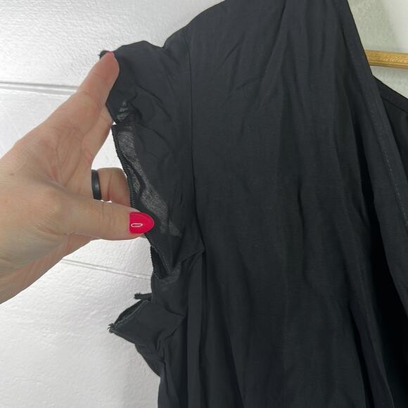 GRECERELLE Black Fluffy Sleeve Cross V Neck Flowy Maxi Dress Light Size‎ Large - Picture 9 of 16